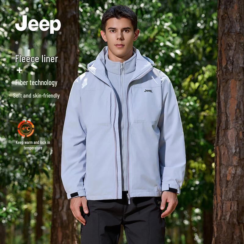 

JEEP Men s 3-in-1 Outdoor Windproof Warm Fleece Jacket L