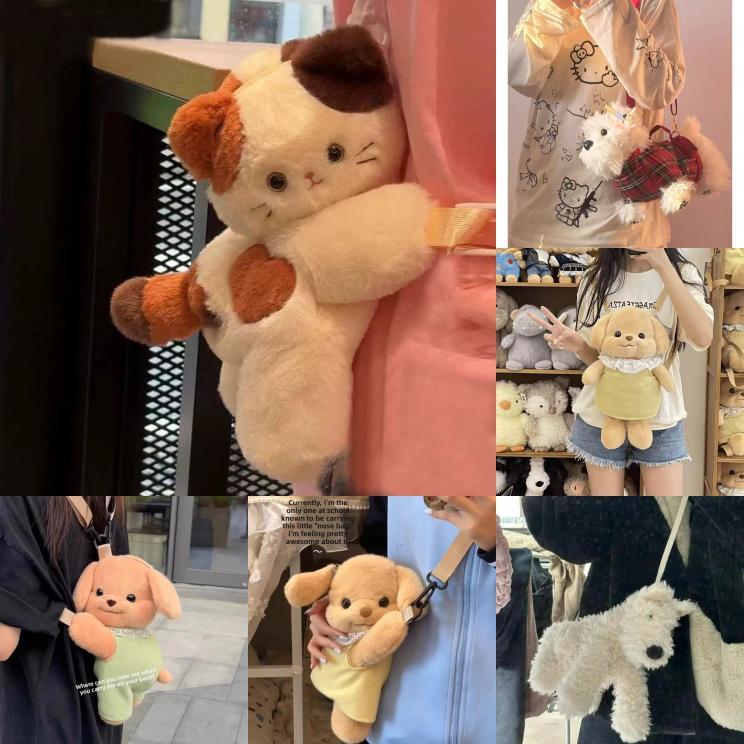 Sylvanian Families Plush Dog Cartoon Crossbody Bag With Zipper Closure For Daily Use
