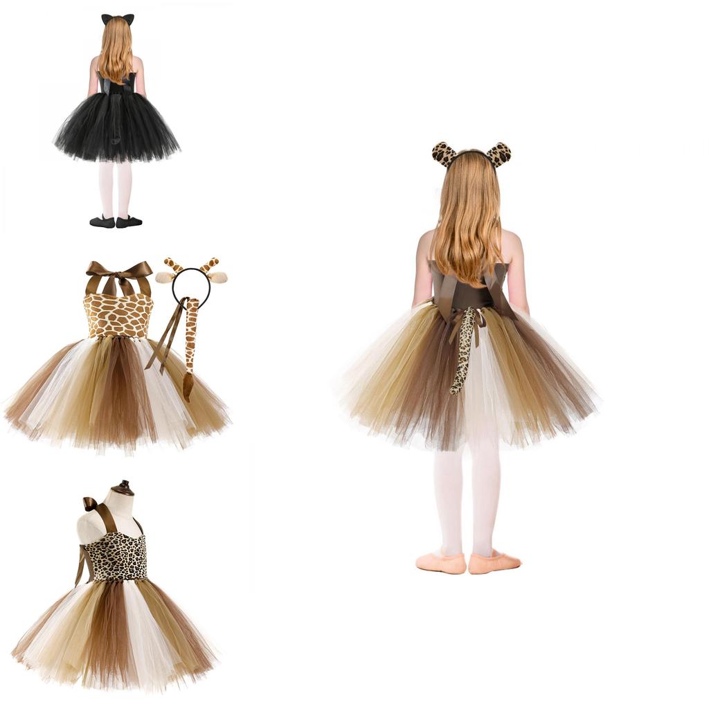 Adorable Leopard Giraffe Tiger Cosplay Costume Set For Girls