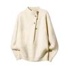 Men's High Neck Loose Fit Knit Sweater with Button Asymmetric for Fall Winter