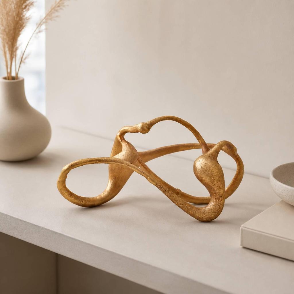 Abstract Metal Sculpture with Intertwined Loops for Living Room, Hotel Interiors