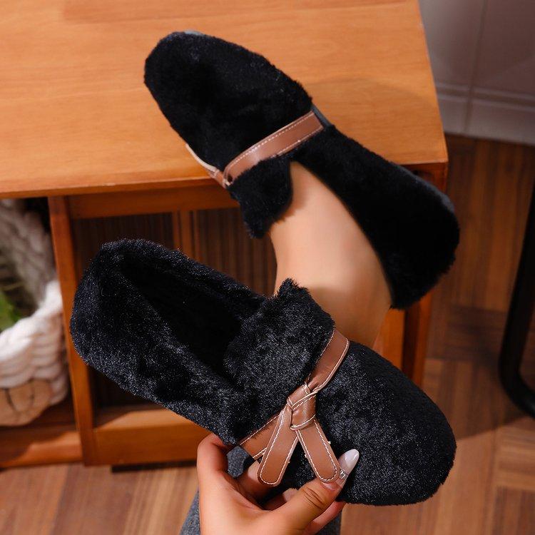 2025 New Fashion Anti-slip Thick Plush flat shoes Women Faux Fur Winter shoes Woman Slip On Warm Cotton Padded Shoes Female 465