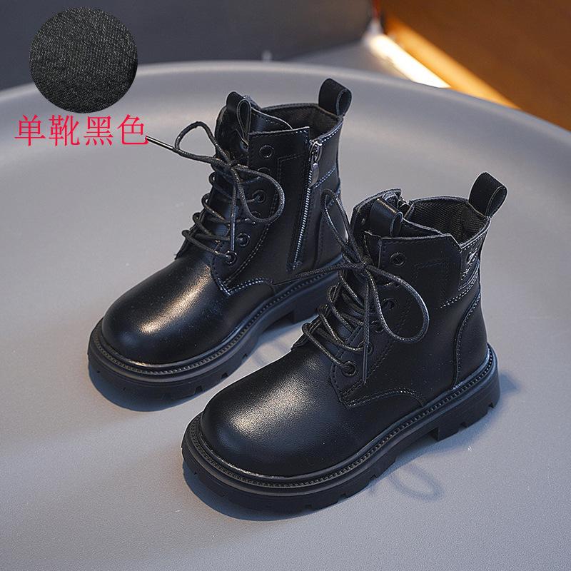 

Модные детские кожаные ботинки в стиле ретро, осень и зима, новые студенческие бархатные короткие ботинки, нескользящие детские ботинки для мальчиков в британском стиле 26 inner length 16.3cm