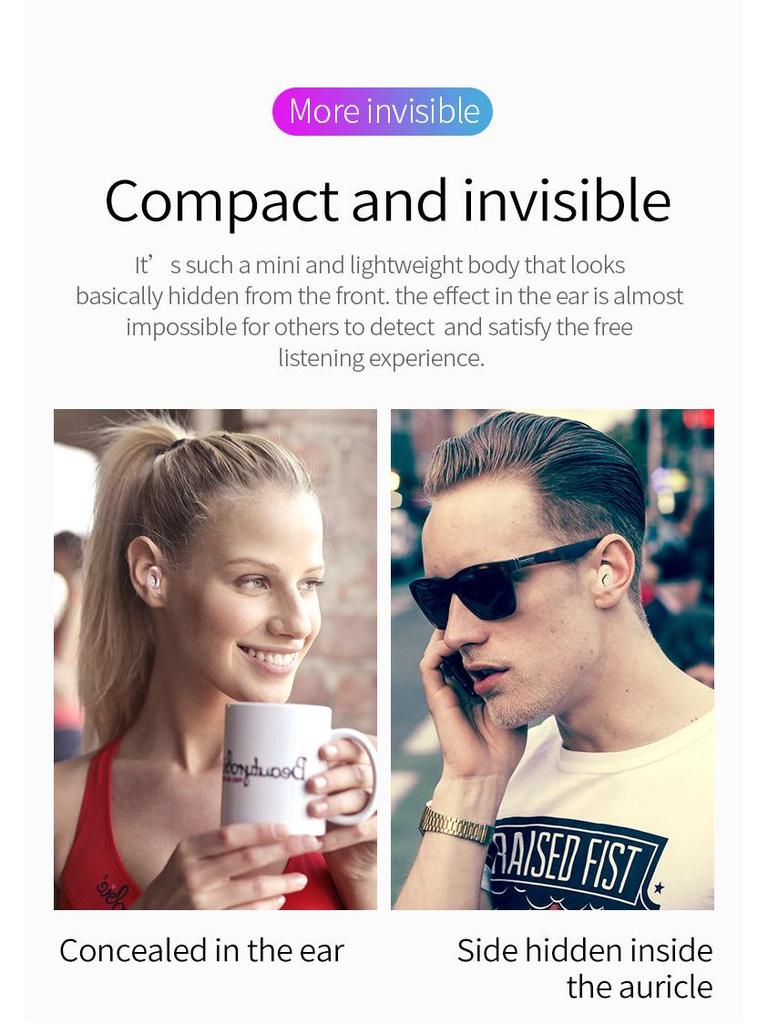 YX01 Mini Wireless Bluetooth Earphones with Charging Case - Single In-Ear Design, Stereo Sound.
