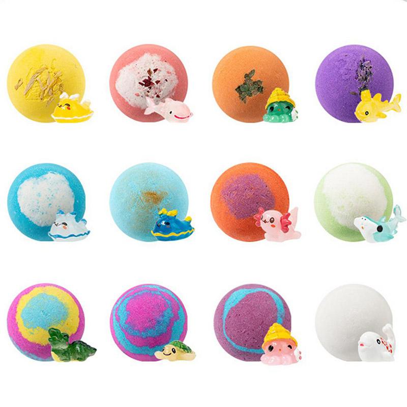 12pcs Dinosaur Eggs Ocean Themed Bath Balls Bubble Bath Toy Gift Set Sea Salt Organizer Color Changing Hot Spring For Bath Balls