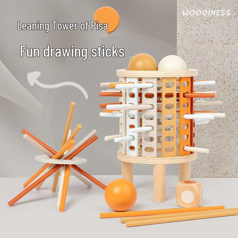 Early Education Wooden Pick-Up Sticks: 3-in-1 Color Recognition, Parent-Child Interaction, and Balance Table Game.