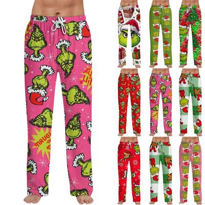 Erkekler Allover Baskılı Ev Pantolonu Uyku Pijama Pantolonu Uzun Pantolon Pijama Pantolonu Yoga Pantolonu
