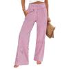 Vertical Stripe High Waist Wide Leg Pants Women's Loose Dose Casual Pants Lightweight Breathable Pocket Trousers