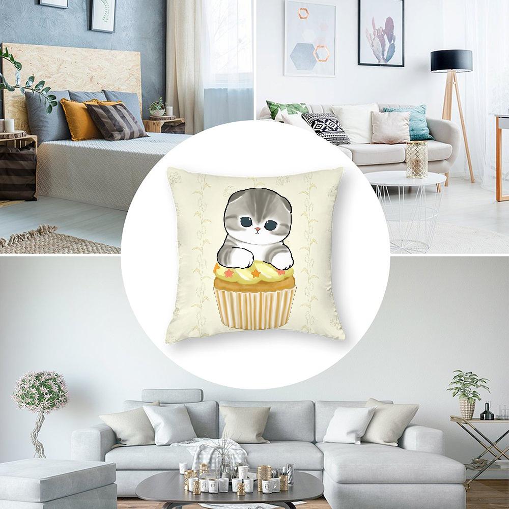 Cute M-mofusands Pillow Case Short Plush Pillow Covers Sofa Decorative Gift Home Double-sided Printing Cushion Cover