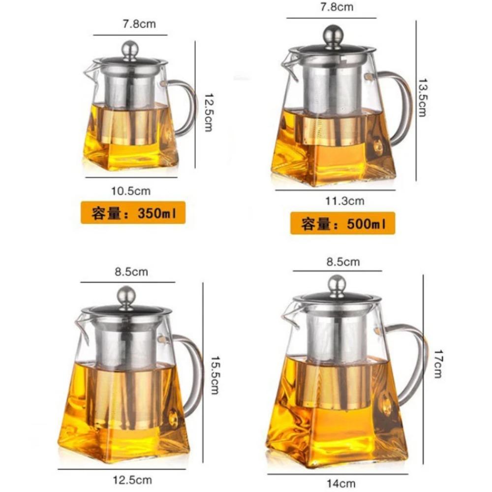 Glass Teapot Heat-resistant Flower High Borosilicate Fair Pot Stainless Steel Bubble Teapot with Filter Heat-resistant Glass Pot