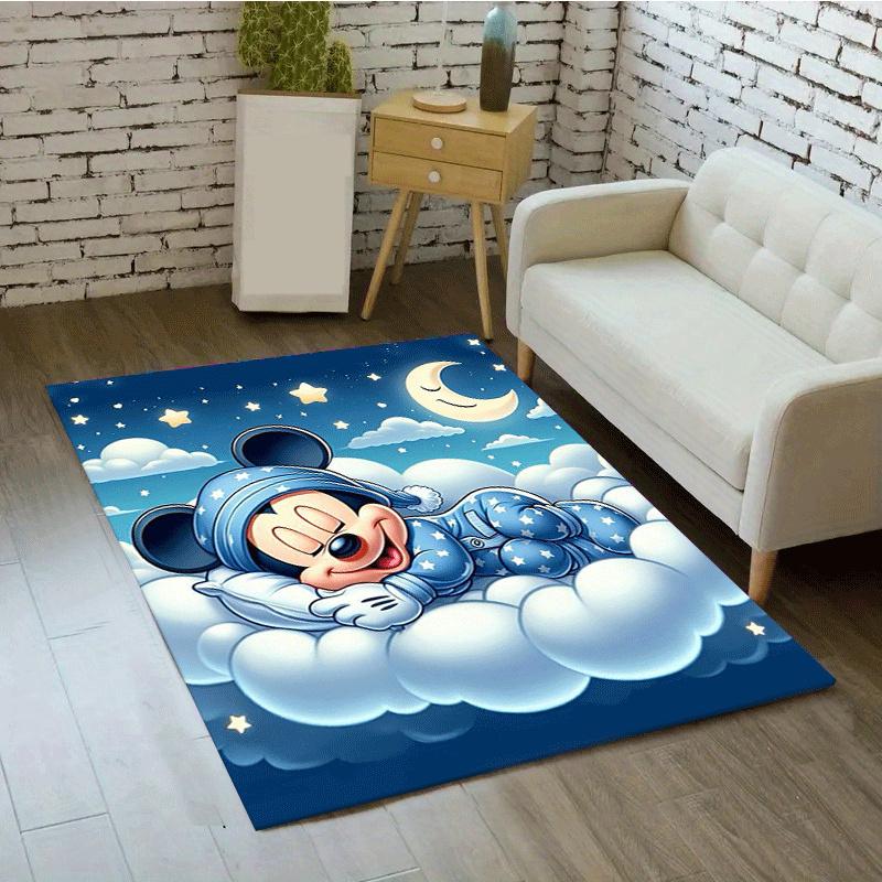 1pc Good Night Mickey Pattern Area Rug Soft Flannel Floor Mat for Living Room,Office,Bedroom and Carpet,Sofa Coffee Table Floor Mat