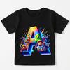 Roblox 26 Alphabet Letters Printed Cotton T Shirts For Boys Girls Kids Short Sleeve Casual Tees Childrens Summer Clothing