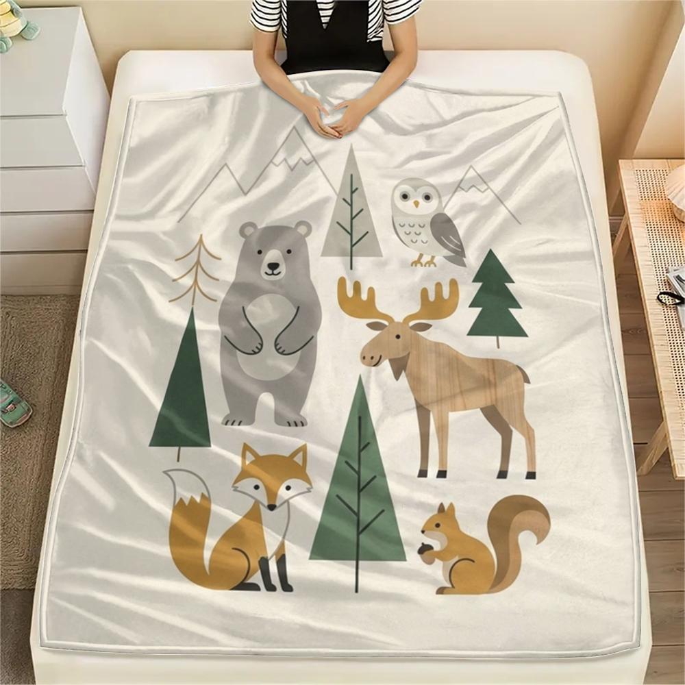 1Pc Cute Nordic Style Print Flannel Blanket, High quality Comfortable for All Seasons, Home Decor, Warmth and Comfort, Perfect for Christmas Gifts W24