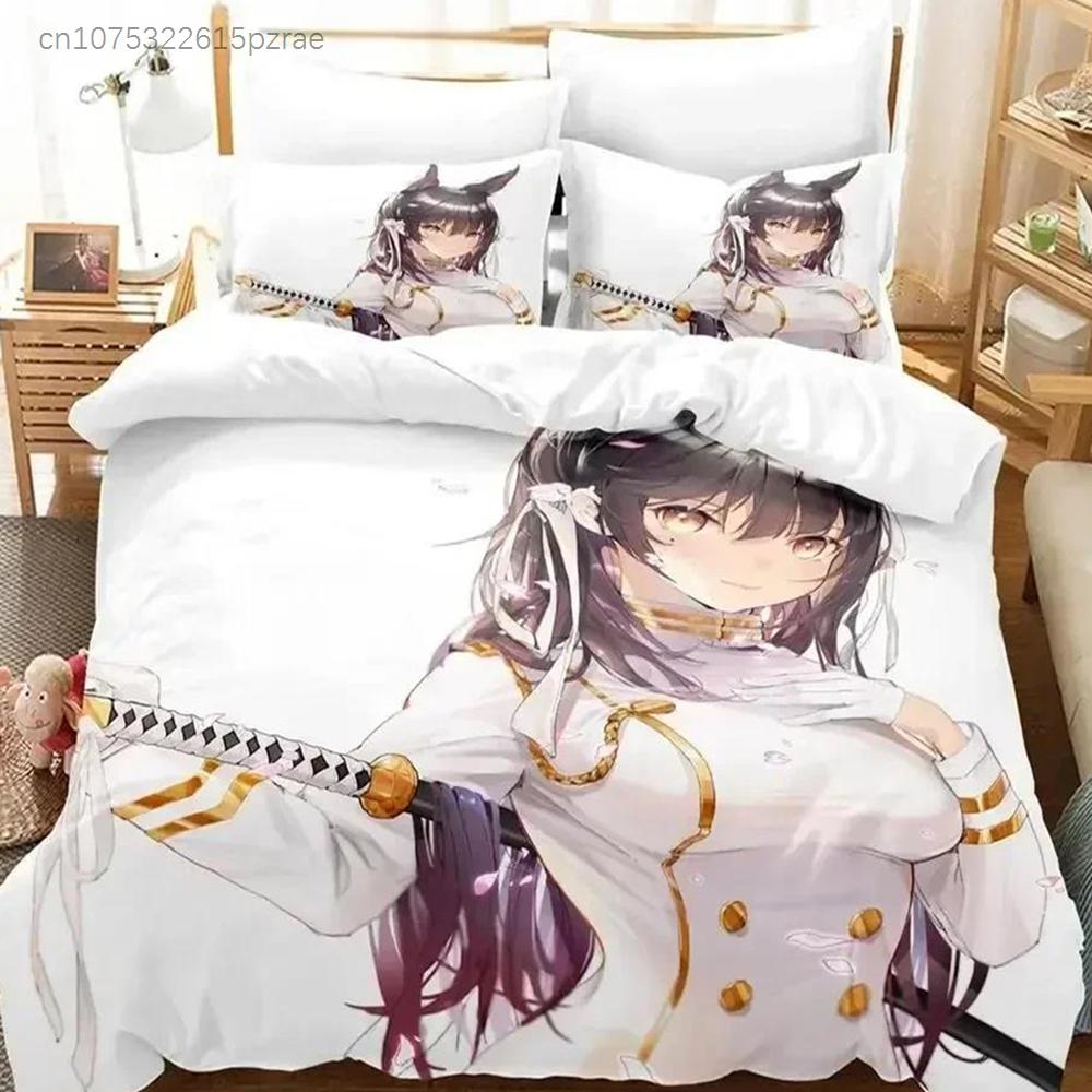 Аниме - Azur Lane 3D Комплект постельного белья Односпальный Полуторный Двуспальный Queen King Размер Комплект постельного белья для спальни взрослого ребенка Комплекты с пододеяльником Комплект простыней