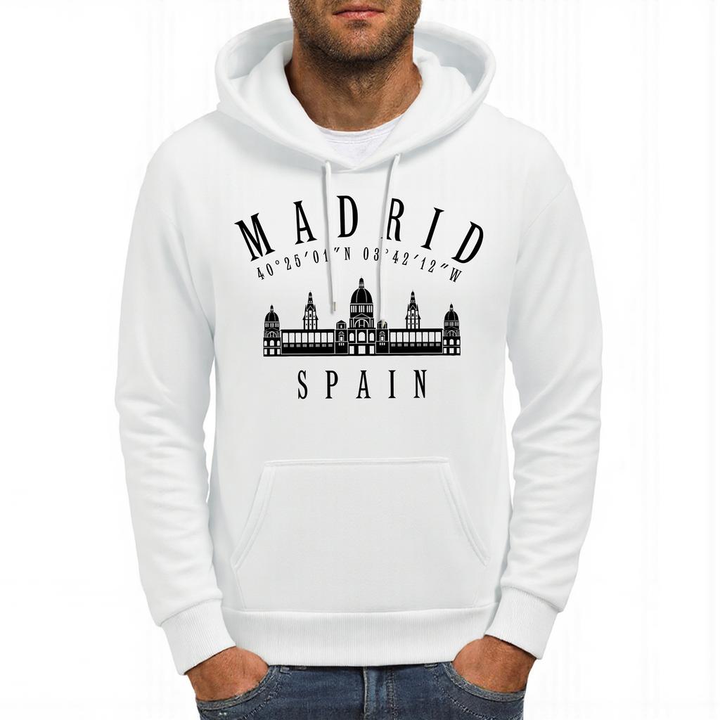 Royal Palace Of Madrid Spain Print Men Hoody Autumn Fleece Hoodies Hip Hop Loose Streetwear All-Match Comfortable Male Clothing