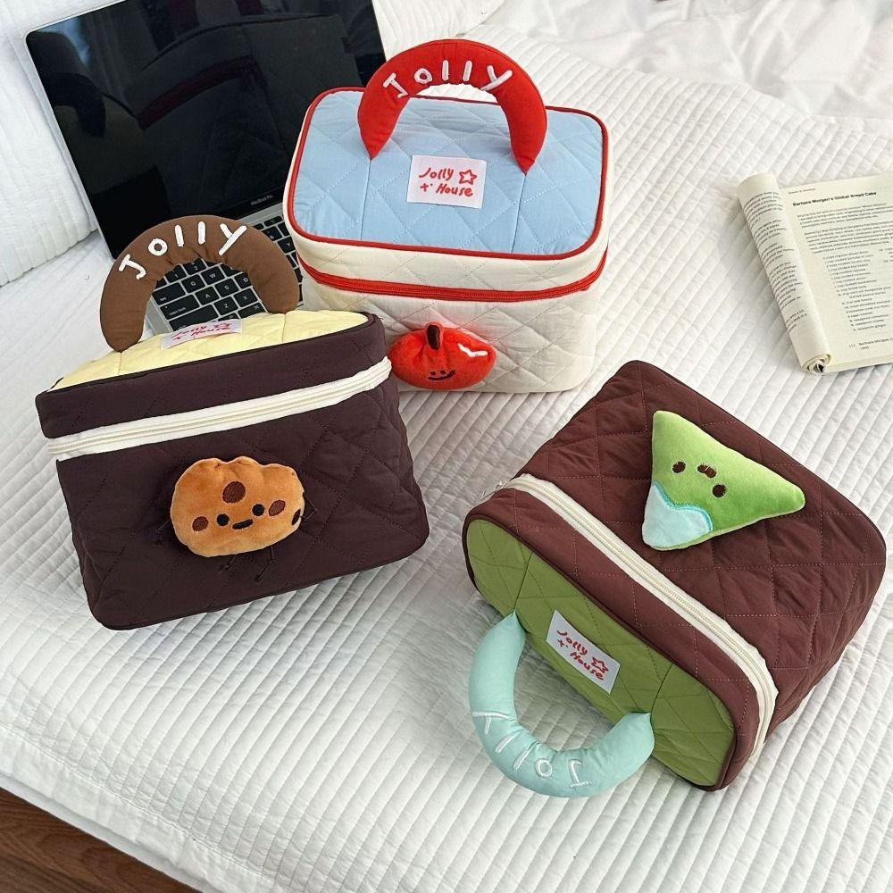 Dopamine Color Handheld Cosmetic Case House-shaped Toiletry Bag Cute Cabin Makeup Bag  Travel