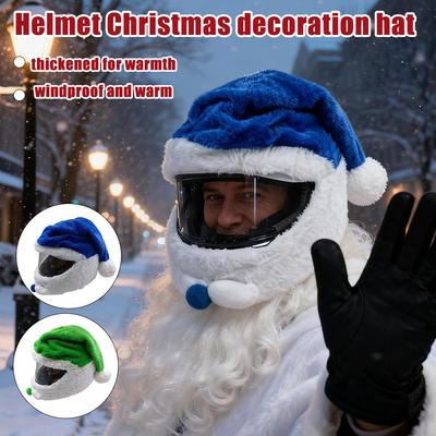 Santa Motorcycle Helmet Cover Decoration Christmas Christmas Safe Plush Cycling Creative Full Hat Gift Helmet Cover Decorat W2P8