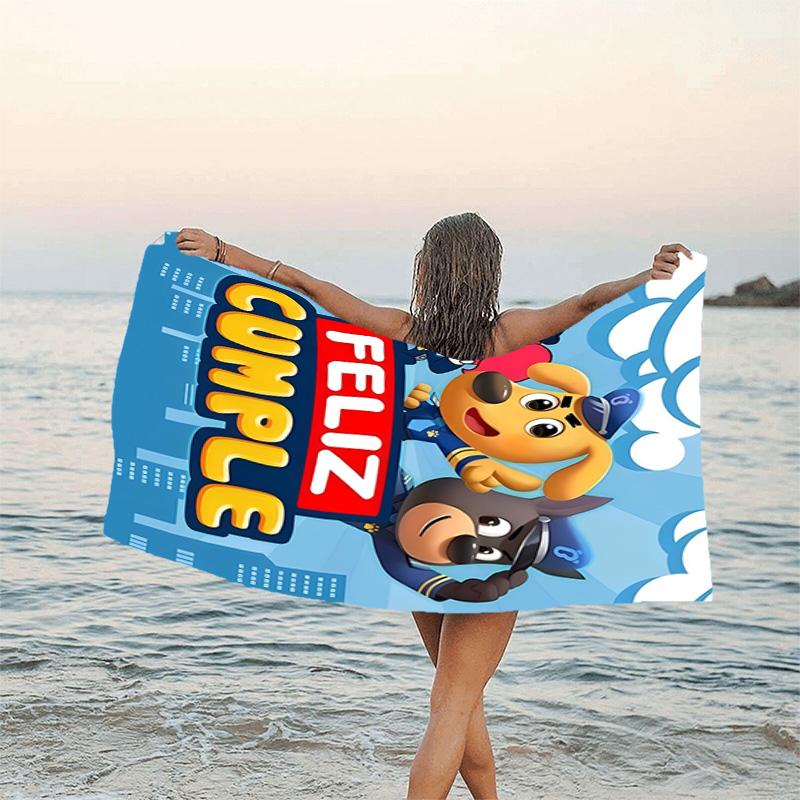 1pc Sheriff Labrador3 Beach Towel, Beach and Seaside Swimming Pool Equipment, Fashion Pattern, Rectangular, Travel Essentials