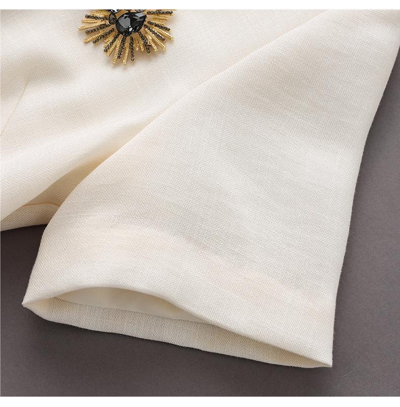 Elegant Spring Linen Dress - Women's Waist-Hugging, Refined Fashion