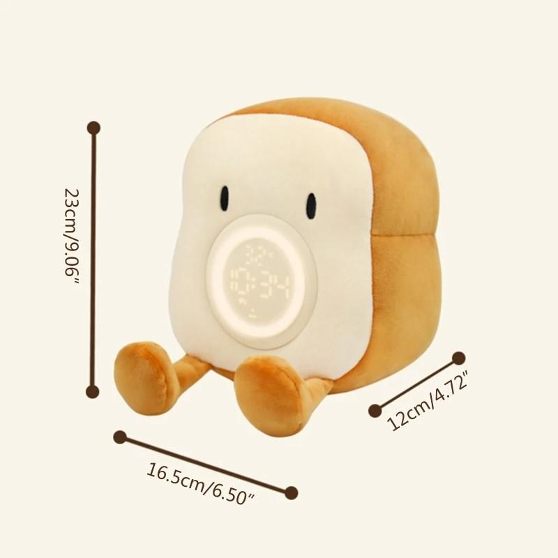 Furry Toast Alarm Clock Light USB Charging Mobile Phone Stand Dimmable Night Light; Bedside Sleeping LED Timer