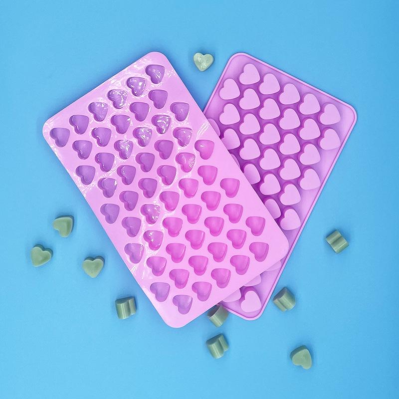 Heart Shaped Silicone Soap Mold 55 Grids Food Grade Non-stick Tray for Chocolate Cookie Cake Baking DIY