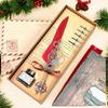 Vintage Map Feather Dip Pen Set Brass Base Wax Seal Stamp Gift Box Holiday Birthday