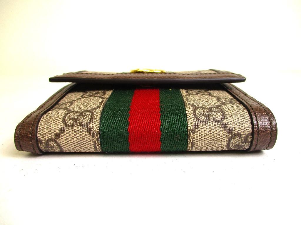 Portofel autentic GUCCI din piele maro dublu Portofel francez Ophidia GG #a153 recondiționat