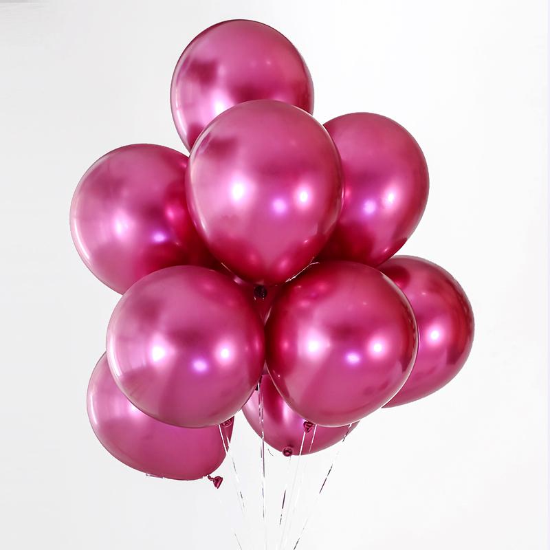 QAKGL 50 Pc Chrome Metal Color Party Decoration Balloons 12'' Latex Round Balloon Birthday Party Balloons Metallic