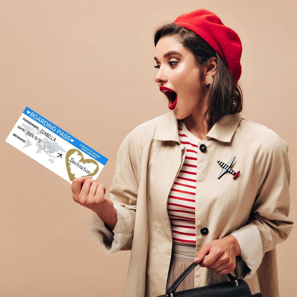 Boarding Pass Scratch Cards DIY Kit - Double Surprise Reveal for Wedding & Kids Birthday, Creative Invitation Game Gift