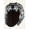 Vintage T-Shirt Animal Print Long Sleeve Tee Hunting Round Neck Shirt Fashion Spring Autumn Pullover Top Casual T Shirts for Man