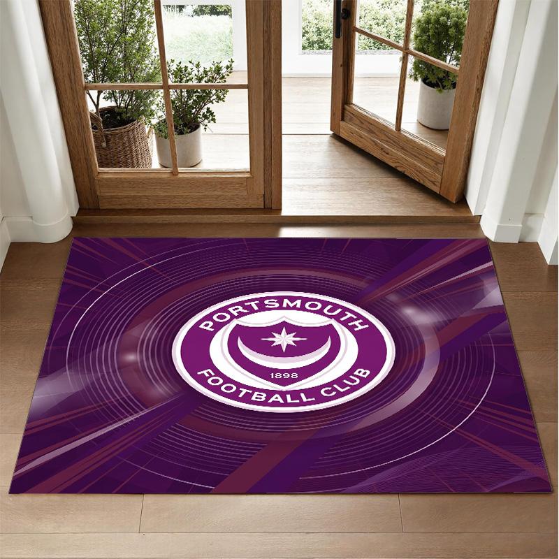 Portsmouth FC Design Kristall-Samt-Teppich Weich Dekorative Matte für Schlafzimmer Eingang