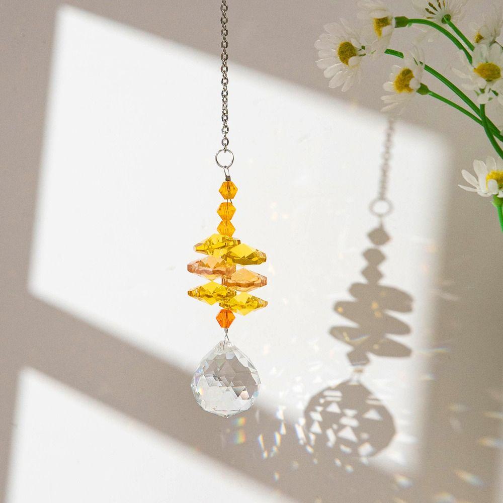 5Pcs Hanging Prism Pendant Rotating Sun Catcher Home Decor Crystal Wind Chime  Outdoor
