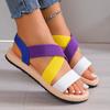 Fashion Ladies Shoes 2025 Hot Sale Elastic Band Women's Sandals Summer Open Toe New Color Matching Plus Size Light Concise Flat Sandals
