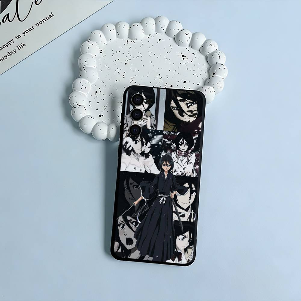 B-Bleach- anime- Rukia- Kuchiki Black Soft Silicone Phone Case for Samsung S25, S24, S21, S22, S23, S30, Ultra, S20, Plus, Lite