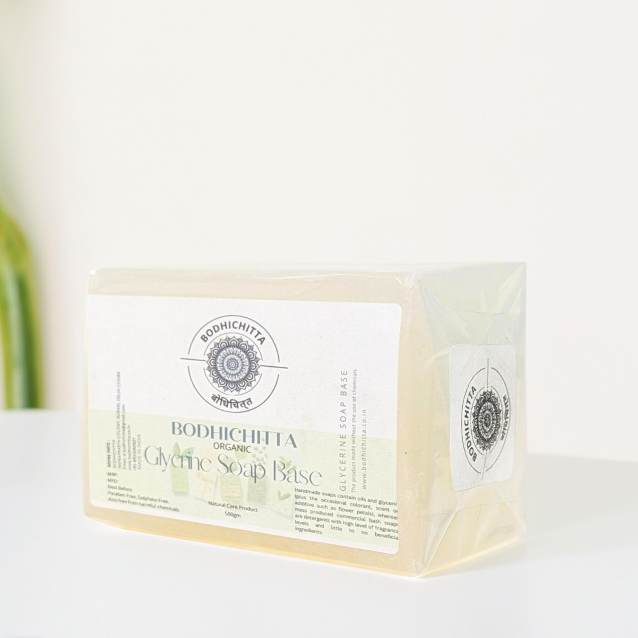 Прозрачная глицериновая мыльная основа Bodhichitta Ultra Clear | 100% Чистая Органическая и Натуральная | Без Парабенов, SLS, Химикатов | Кусок Мыльной Основы Melt & Pour для Мыла