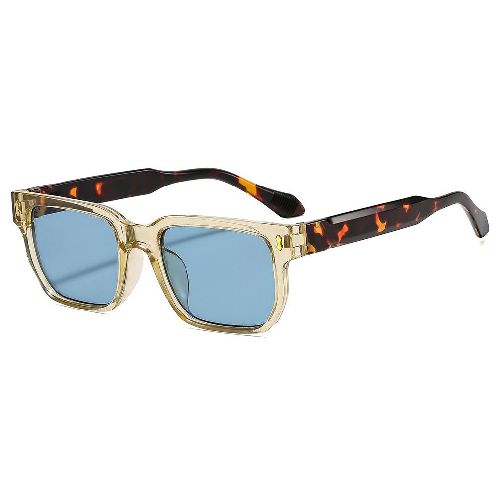 New Retro Square Women Sunglasses Ins Brand Rice Nail Design Personality All Match Trendy Men Casual Shades Uv400 Leopard Print