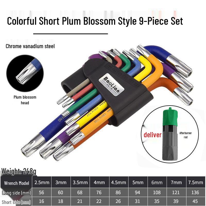Colored Hex Key Set with Multifunctional 6-Point Screwdriver