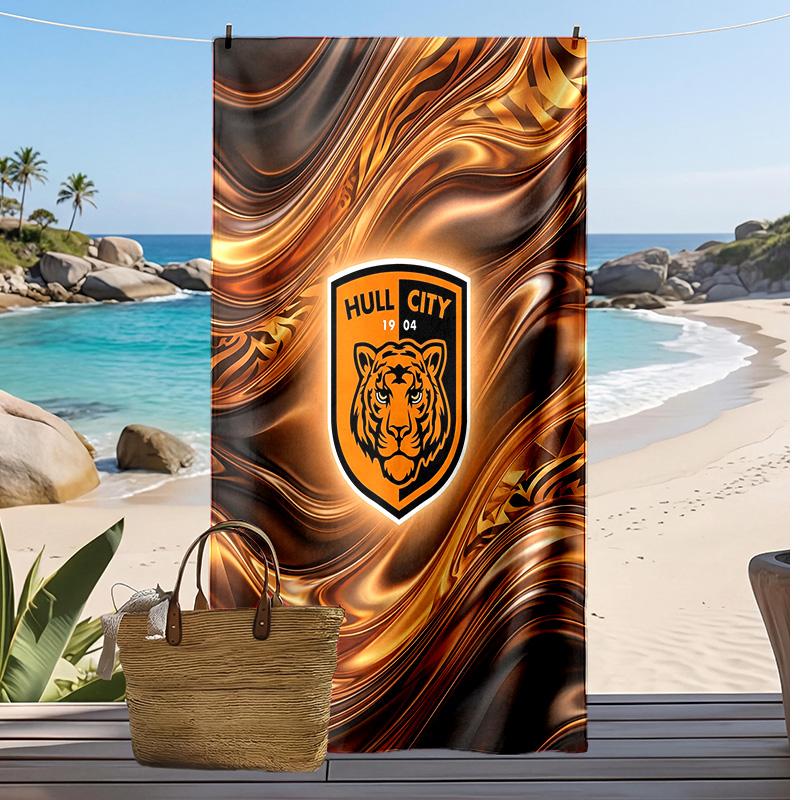 Hull City Football Print Beach Towel, Large Soft Quick Dry Towel for Beach Camping Swimming