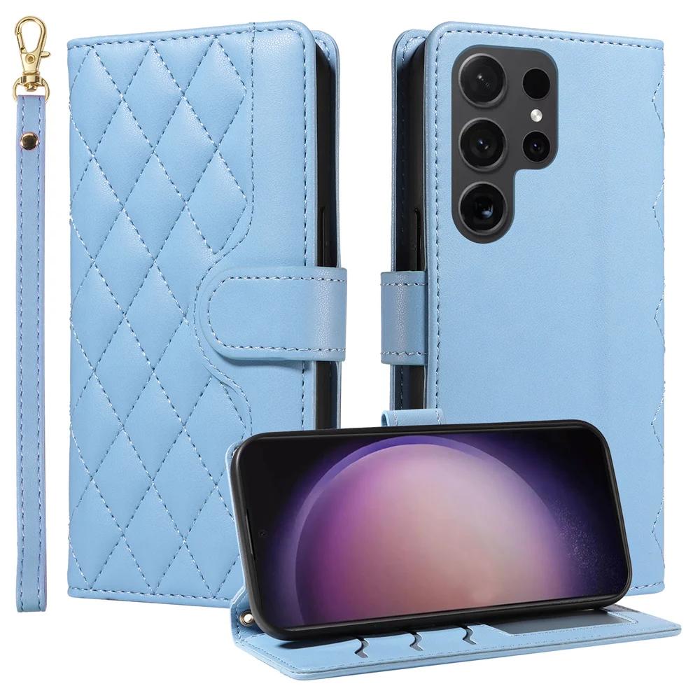 Etui na telefon z paskiem na ramię i nadgarstek dla Samsunga Galaxy S23 S21 FE S24 Ultra S22 Plus A16 A06 A55 A35 A25 A15 A05S A05 z portfelem