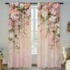 2Pcs Pink flower wall Print Curtains,suitable for Bedroom,living Room,home Decor,living Room Curtains Set Window Curtain