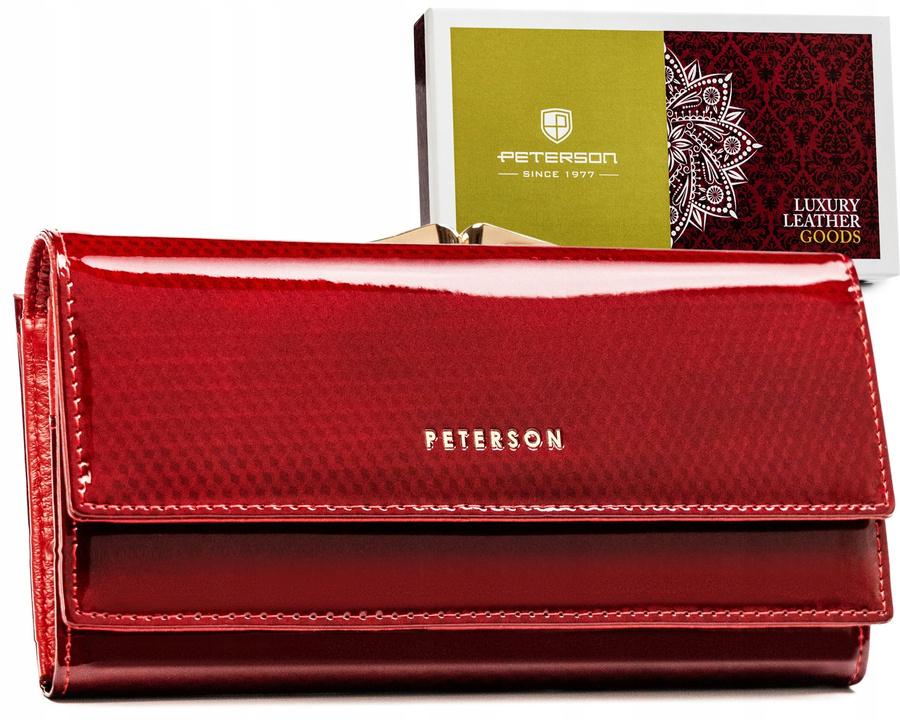 Große, horizontale Damen Geldbörse aus echtem Leder - Peterson yellow