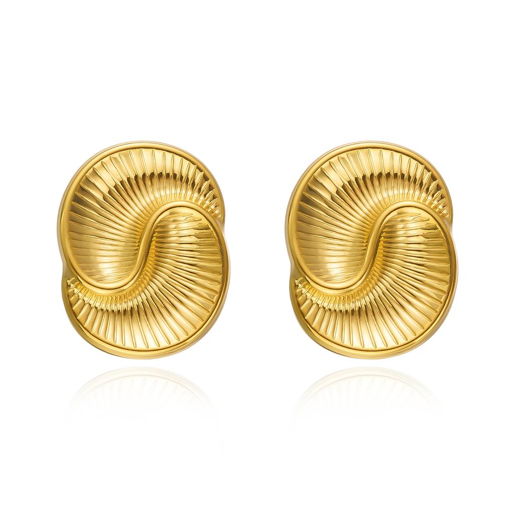 Vintage Geometric Spiral Stainless Steel Stud Earrings for Women Luxury Swirl Waterproof Earrings Daily Wear Jewelry Gift