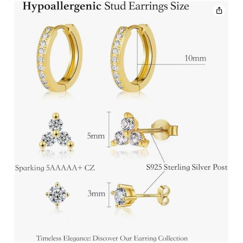 Luxury-Style New Earring Set - Copper Electroplated with Fine Set Zirconia - Fashionable Women's Round Earrings - Exquisite Ear Hooks