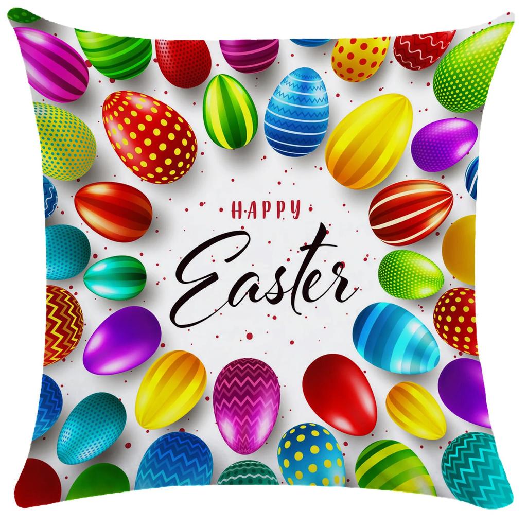 Home Decoration Easter Pillowcase Cute Rabbit Egg Print Pillowcase Living Room Sofa Cushion Cover Bedroom Room Decoration