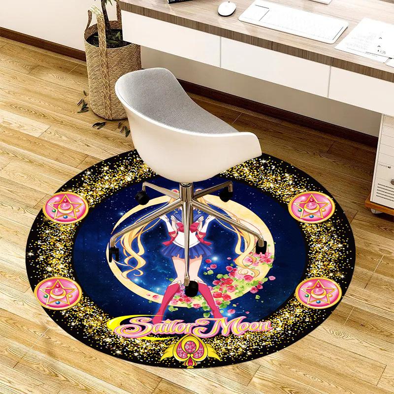 1pc Sailor MoonMagical Guardian of the Moon Round carpet, Made of Polyester,Perfect for Decorating Office Chairs, Living Rooms fplt673