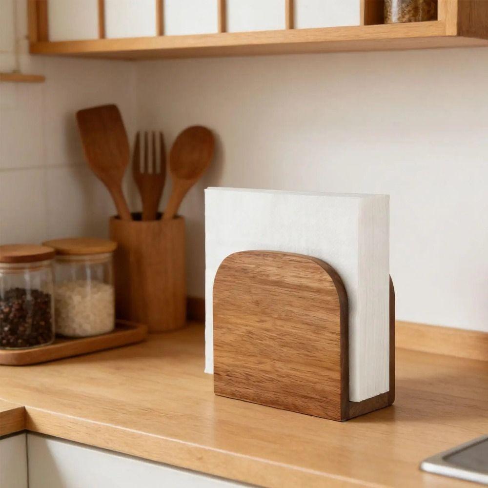 Drewniane Pudełka na Chusteczki Drewno Lite Pionowy Design Pionowy Dozownik Serwetek Użytek Komercyjny