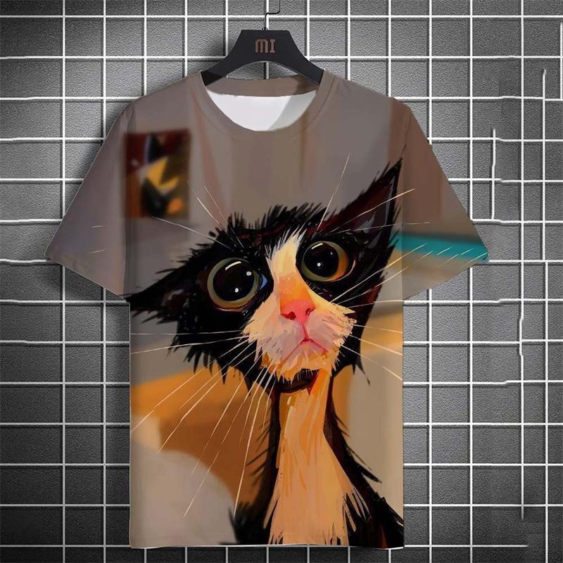 3D Printed Cute Cat Graphic Men's T-shirts Fun Streetwear Casual Summer Daily Fun and Humorous T-shirts