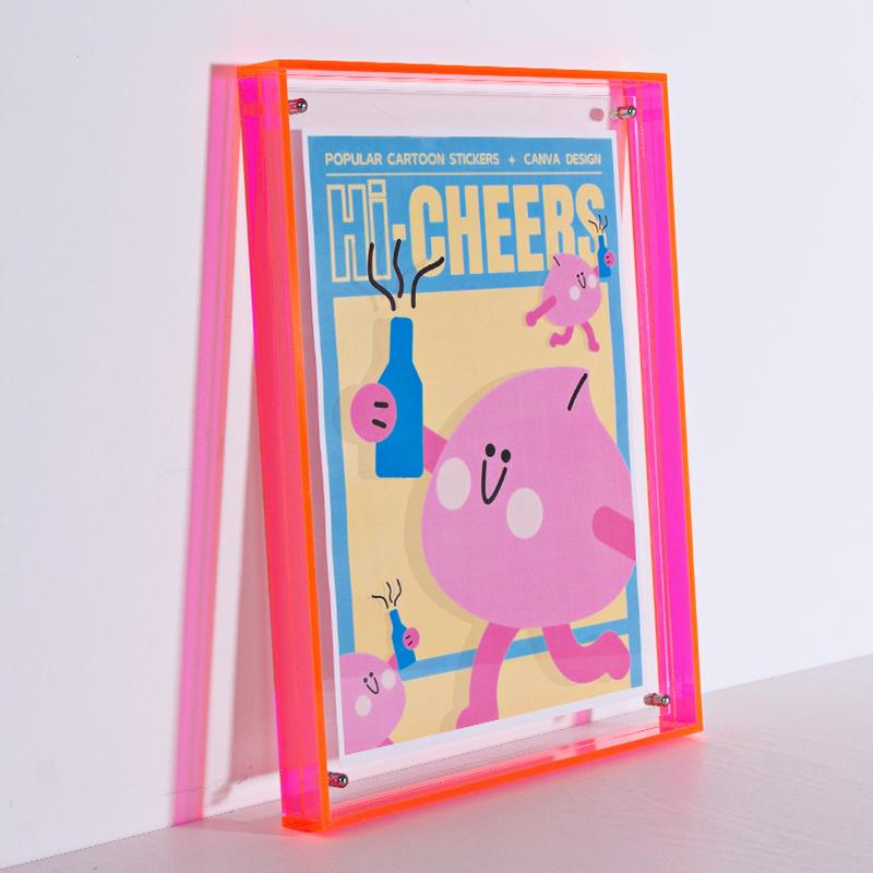 Color Acrylic Photo Frame Picture Frame and Acrylic Decorative Tray - Horizontal and Vertical Formats for Tabletop/Wall Display