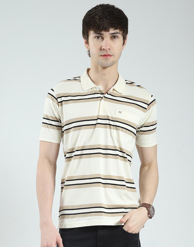 Monte Carlo Men's Regular Fit Striped Half Sleeve Polo T-Shirt