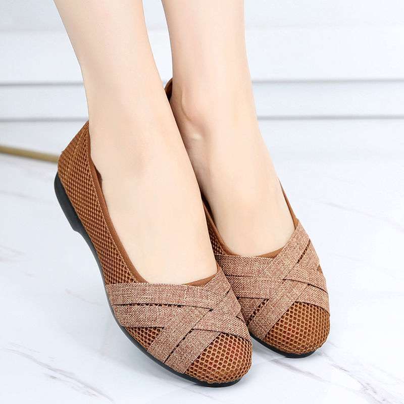 Summer old north cloth shoes women's breathable mesh pregnant women's non-slip soft-soled single shoes hollow flat-soled work shoes mother shoes